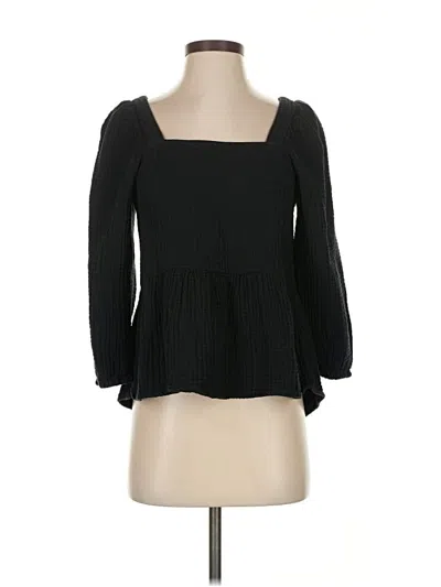 Pre-owned Madewell Long Sleeve Blouse In Black