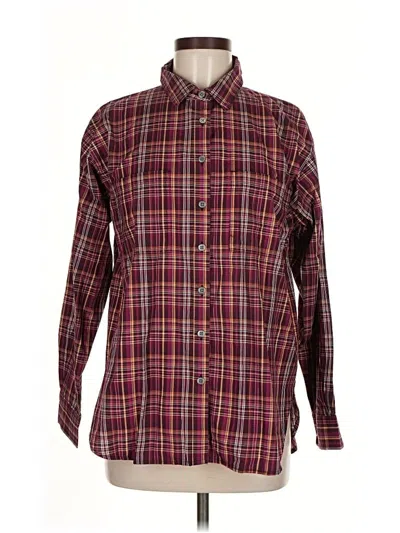 Pre-owned Ann Taylor Loft Long Sleeve Button Down Shirt In Burgundy