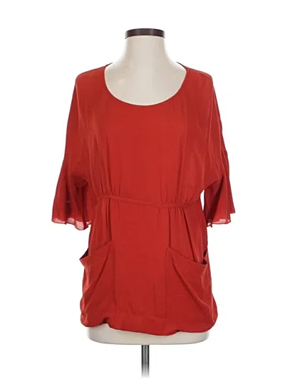 Pre-owned Stella Mccartney 3/4 Sleeve Silk Top Red Square Neckline Tops