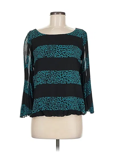 Pre-owned Alfani 3/4 Sleeve Top Teal Boatneck Tops In Blue