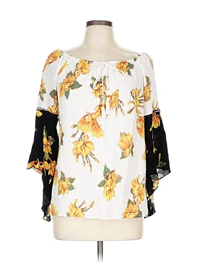 Pre-owned Cato 3/4 Sleeve Blouse In Yellow