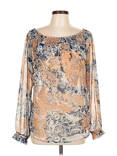 Pre-owned Blu Pepper Long Sleeve Blouse In Gold