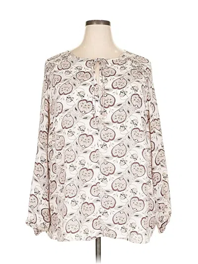 Pre-owned Ann Taylor Loft Long Sleeve Blouse In White