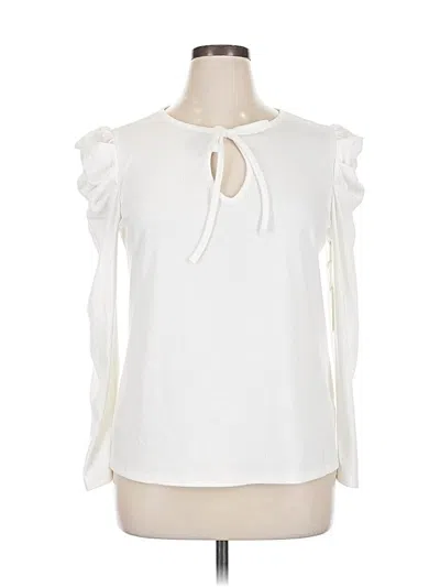 Ava James Long Sleeve Blouse In White