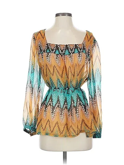 Pre-owned Lola P. Long Sleeve Blouse In Blue