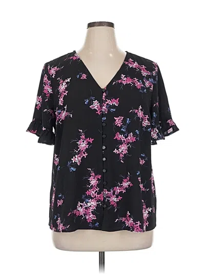 Pre-owned Cece Short Sleeve Blouse In Black