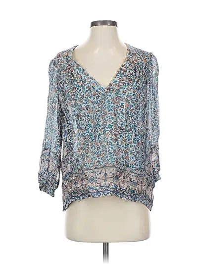 Pre-owned Joie 3/4 Sleeve Silk Top Blue V Neck Tops