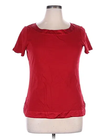 Pre-owned Saks Fifth Avenue Short Sleeve Top Red Scoop Neck Tops