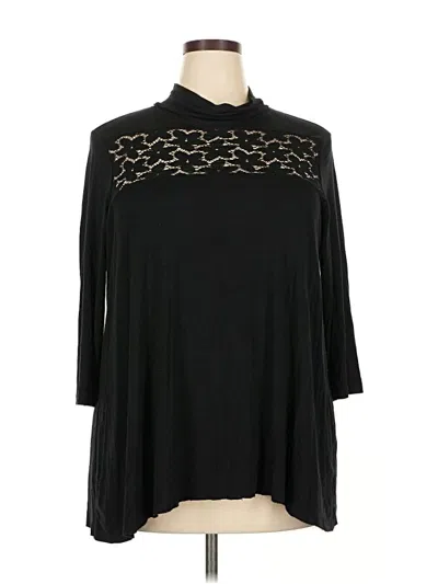 Pre-owned Asos Curve 3/4 Sleeve Top Black Mock Neckline Tops