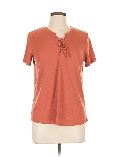Pre-owned Maurices Short Sleeve Top Orange Keyhole Neckline Tops