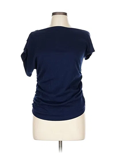 Pre-owned Ann Taylor Loft Short Sleeve Top Blue Scoop Neck Tops