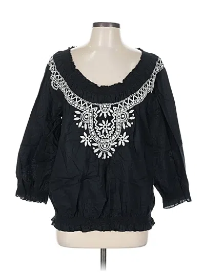 Pre-owned Style & Co 3/4 Sleeve Blouse In Black