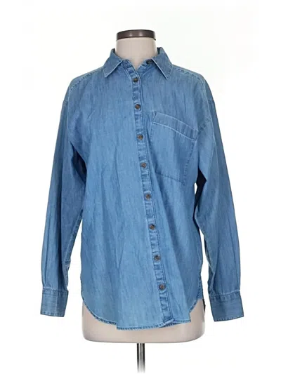 Pre-owned Ann Taylor Loft Long Sleeve Button Down Shirt In Blue