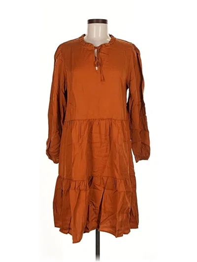 For The Republic 3/4 Sleeve Top Brown Keyhole Neckline Tops In Brown