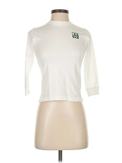 Pre-owned Lands' End 3/4 Sleeve T-shirt In White