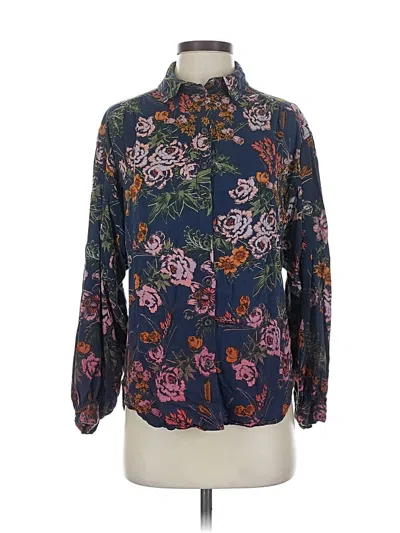 Pre-owned Pilcro By Anthropologie Long Sleeve Blouse In Blue