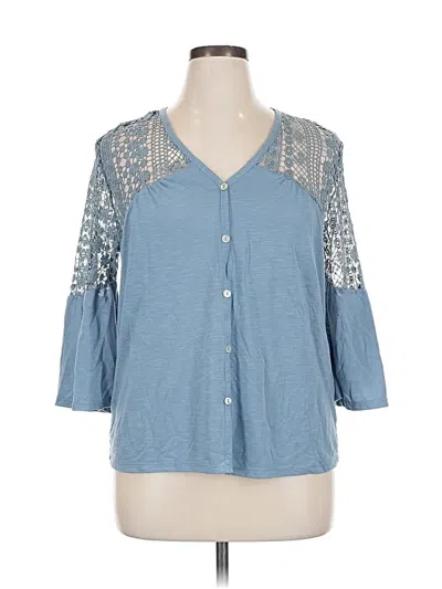 Pre-owned Absolutely Famous 3/4 Sleeve Blouse In Blue