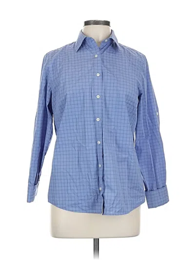 Pre-owned Lands' End Long Sleeve Button Down Shirt In Blue