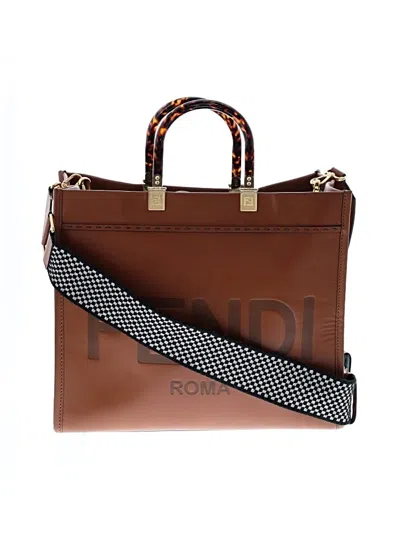 Pre-owned Fendi Leather Tote Bag In Brown