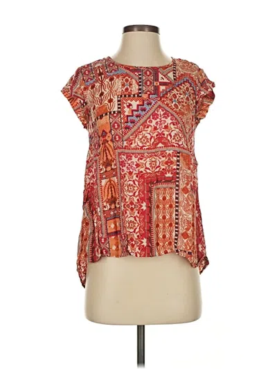 Pre-owned Rose & Thyme Short Sleeve Blouse In Orange