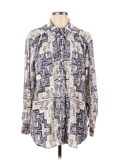 Pre-owned By Anthropologie Long Sleeve Blouse In Blue