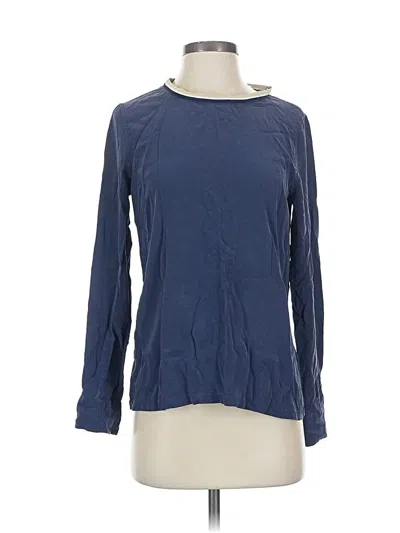 Pre-owned Equipment Long Sleeve Top Blue Boatneck Tops