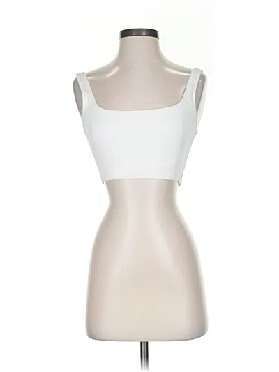 Pre-owned Solid & Striped Tank Top Ivory Strapless Neckline Tops In White