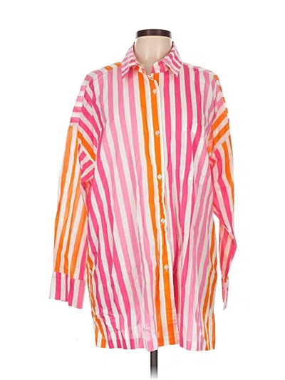 Pre-owned Beach Riot 3/4 Sleeve Button Down Shirt In Pink