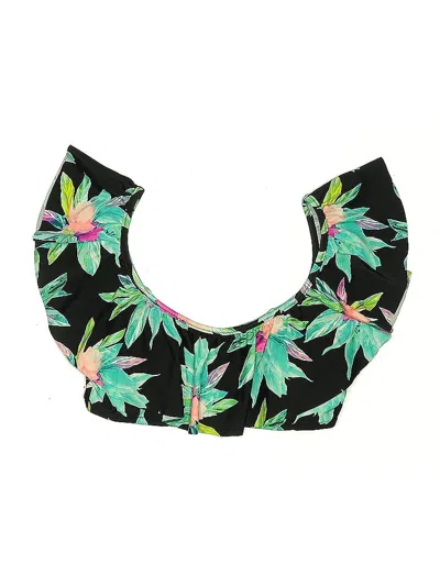 Pre-owned Raisins Swimsuit Top Black Tropical Pattern Swimwear