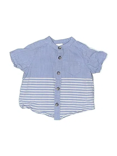 Pre-owned Just One You Made By Carter's Babies' Short Sleeve Button Down Shirt In Blue