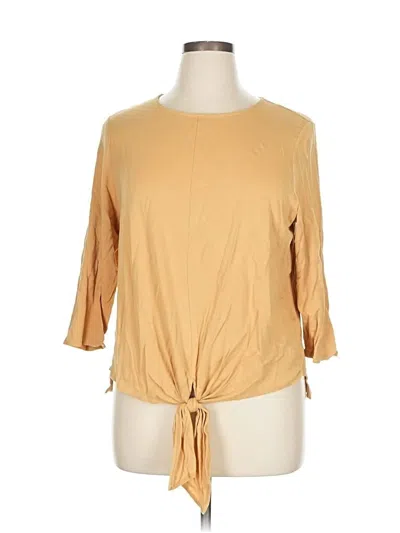 Pre-owned Jjill 3/4 Sleeve Top Tan Boatneck Tops In Brown