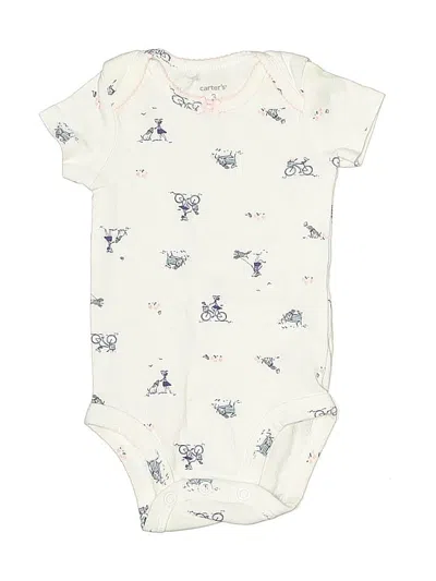 Pre-owned Carter's Babies' Short Sleeve Onesie In White
