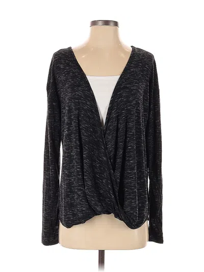 Pre-owned Zella Long Sleeve Top Gray Plunge Neckline Tops