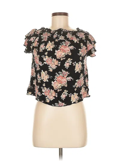 Pre-owned A. Byer Short Sleeve Blouse In Black