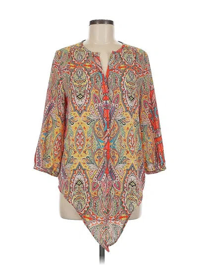 Pre-owned Peter Nygard 3/4 Sleeve Blouse In Orange