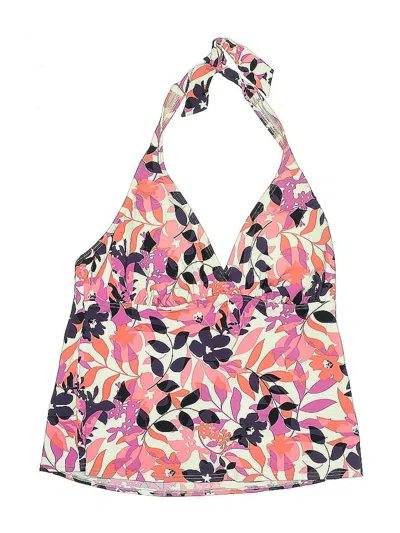 Pre-owned Lands' End Swimsuit Top Pink Print Pattern Swimwear
