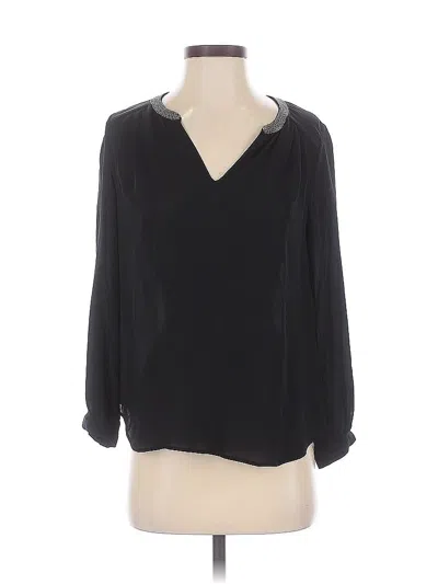 Pre-owned Joie 3/4 Sleeve Silk Top Black Open Neckline Tops