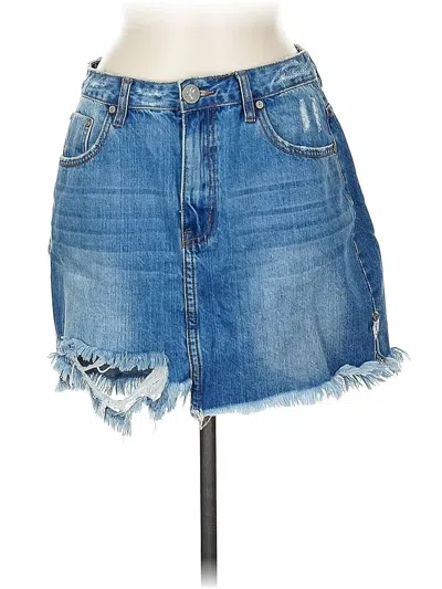 Pre-owned One X Oneteaspoon Denim Skirt In Blue