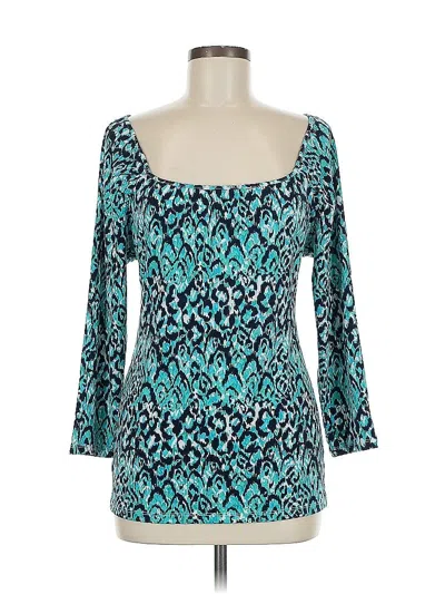 Pre-owned Ann Taylor 3/4 Sleeve Top Teal Sweetheart Neckline Tops In Blue