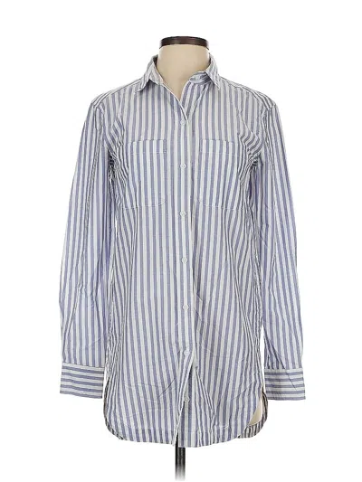 Pre-owned Athleta Long Sleeve Button Down Shirt In Blue