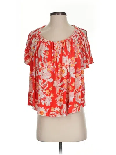Pre-owned Free People Short Sleeve Blouse In Orange