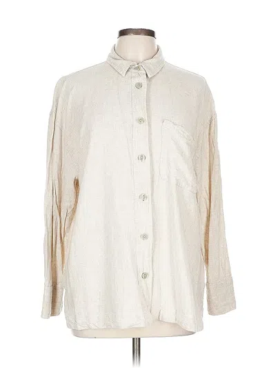 Pre-owned River Island Long Sleeve Button Down Shirt In White