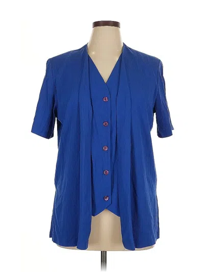 Pre-owned Alfred Dunner Short Sleeve Blouse In Blue