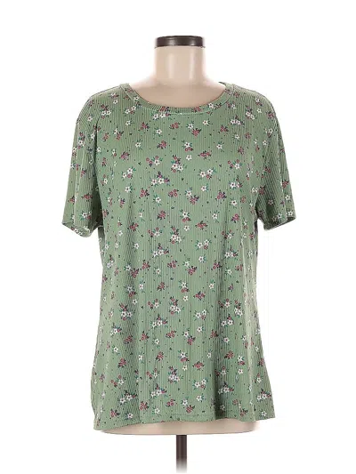 Pre-owned One Step Up Short Sleeve Top Green Scoop Neck Tops