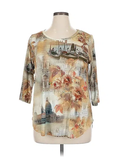 Pre-owned Karen Kane 3/4 Sleeve T-shirt In Gold