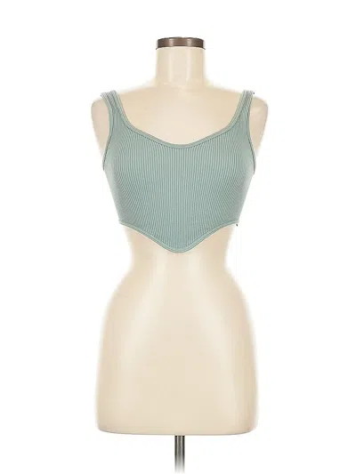 Pre-owned Zara Tank Top Teal Strapless Neckline Tops In Blue