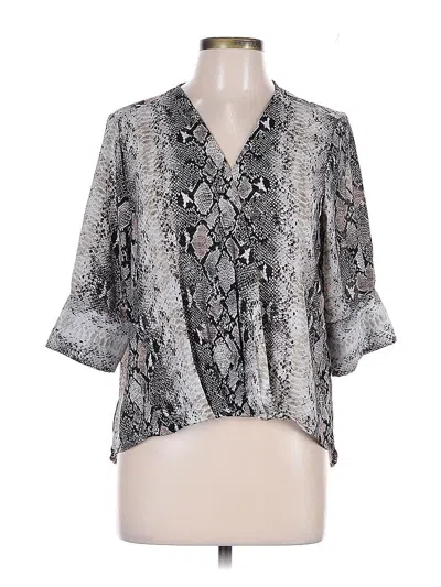 Pre-owned Gloria Vanderbilt 3/4 Sleeve Blouse In Gray