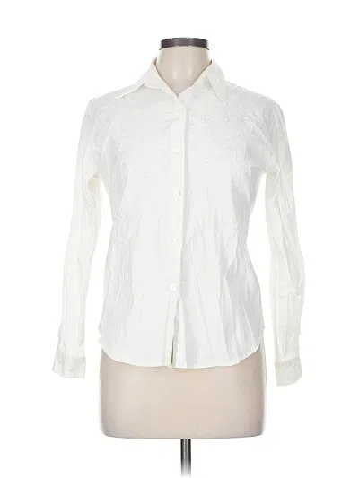 Pre-owned Chico's Long Sleeve Button Down Shirt In White