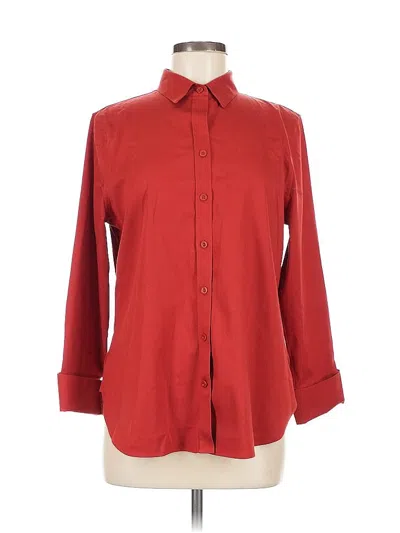 Pre-owned Chico's 3/4 Sleeve Button Down Shirt In Red