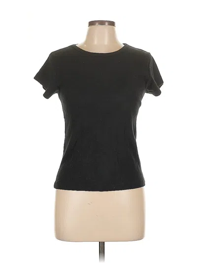 Pre-owned Reebok Short Sleeve Top Black Solid Pattern Crew Neck Tops